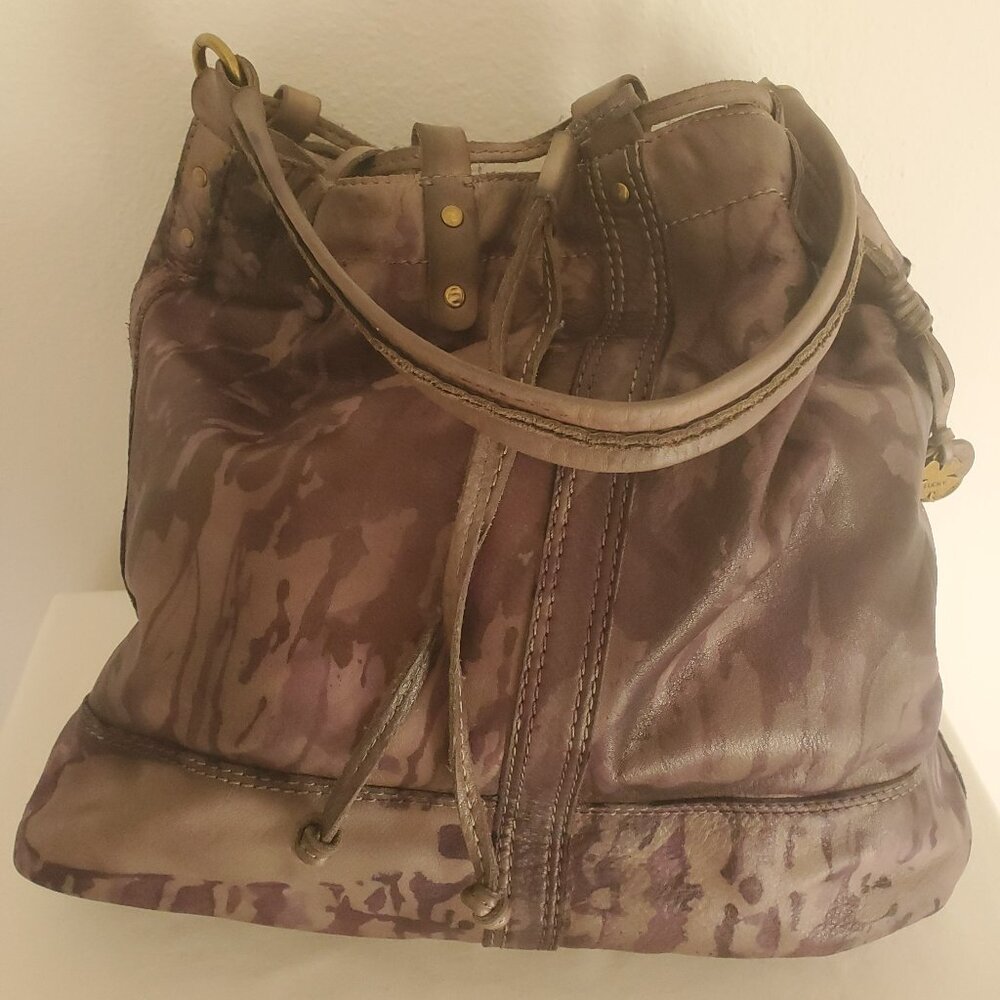 Leather cowgirl western equestrian hobo bag purse tiedye black brown purple gray